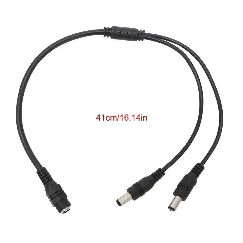 Cable divisor dividido de alimentación para cámara CCTV, accesorios de seguridad, control de tira de luz LED, DC 1 hembra a 2 macho, 2,1x5,5mm, 1 piezas