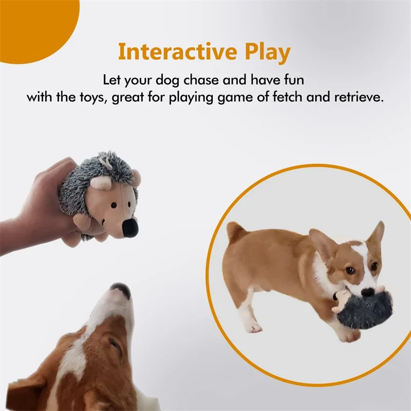 Dog Squeaky Toys Hedgehog Stuffed Plush Dog Chew Toys Durable Interactive Dog Toys for Small Medium and Large Dogs