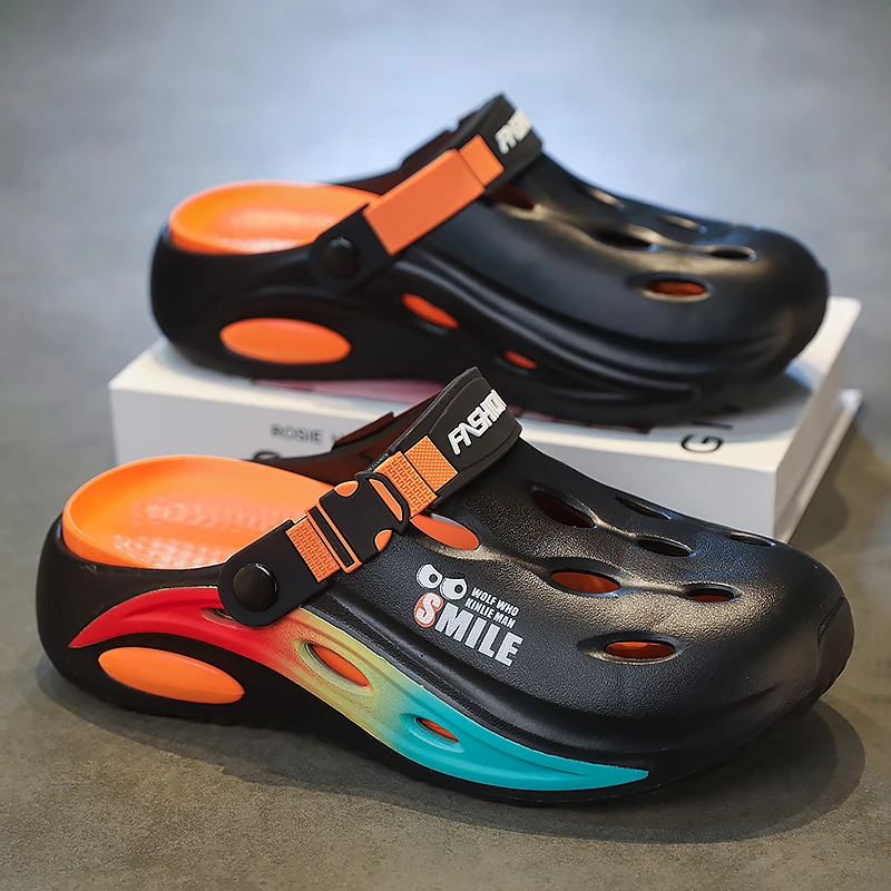 

Men's Summer Garden Shoes Slip-On Sandals Breathable Anti-Slip Beach Shoes Round Toe Casual Clog Shoes Comfortable EVA Material