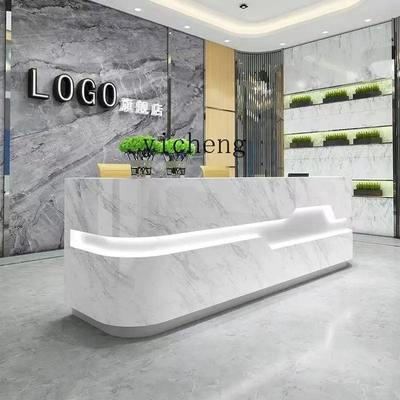 YFY  front desk reception desk imitation marble pattern company cashier counter beauty salon paint bar
