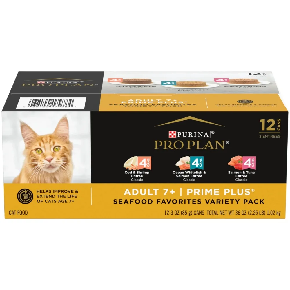 

, Grain-Free Seafood Variety, Senior Wet Cat Food Pate, 3 oz Cans, 12 Pack