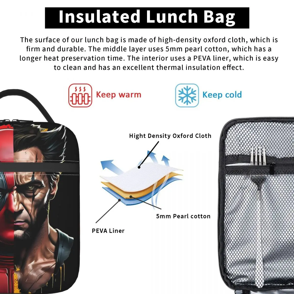 Портативная Термосумка для обеда с рисунком «Дэдпул»