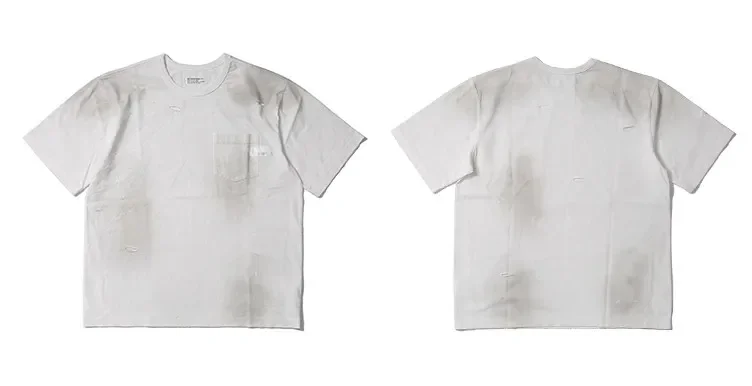 

Japan Washed Heavy Industries Old Ripped Hole Splashing Ink T-Shirt