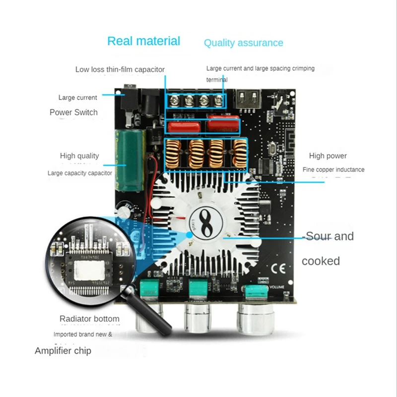 XY-T160H بلوتوث 5.0 مضخم صوت مجلس 2.0 قناة عالية الطاقة الصوت ستيريو TDA7498E مكبر للصوت مجلس 160 واط + 160 واط