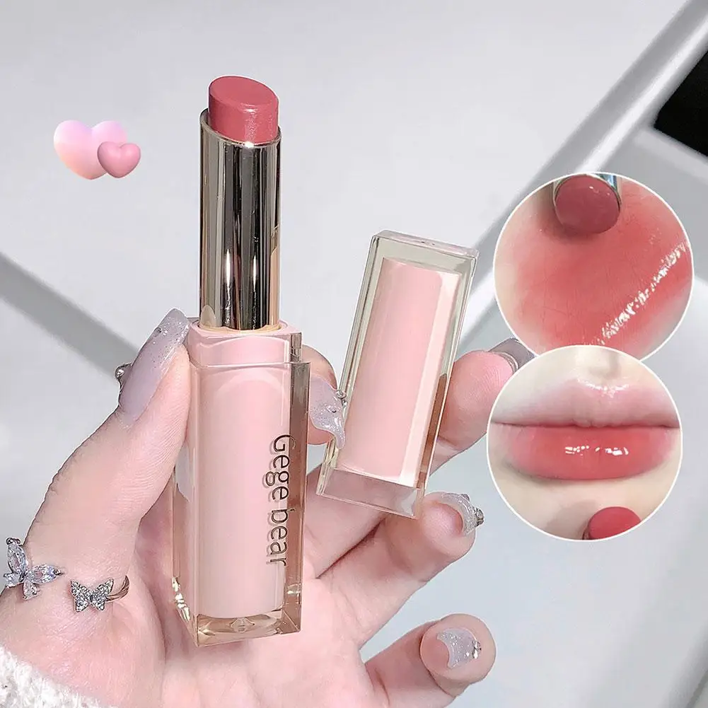 Glänzender Lippenstift Spiegel Glas Gelee Lippenstift Farbent wicklung dauerhafte Make-up Gesundheit Rose Meer lange Schönheit n4q5