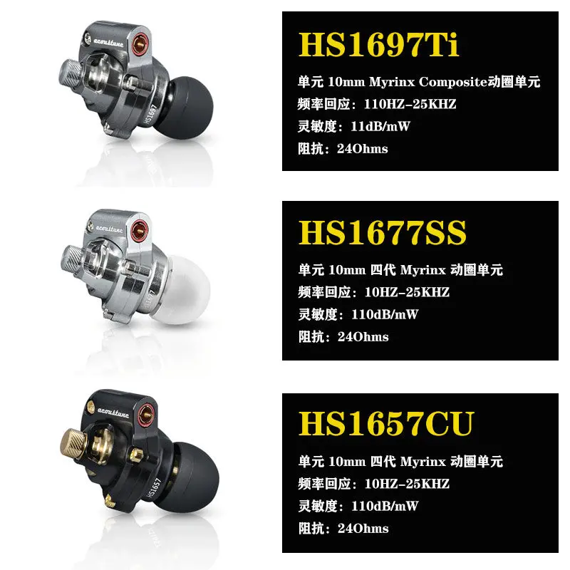 Japanese Acoustune 2020 models HS1697Ti HS1677SS HS1657CU HiFi dynamic driver earphones
