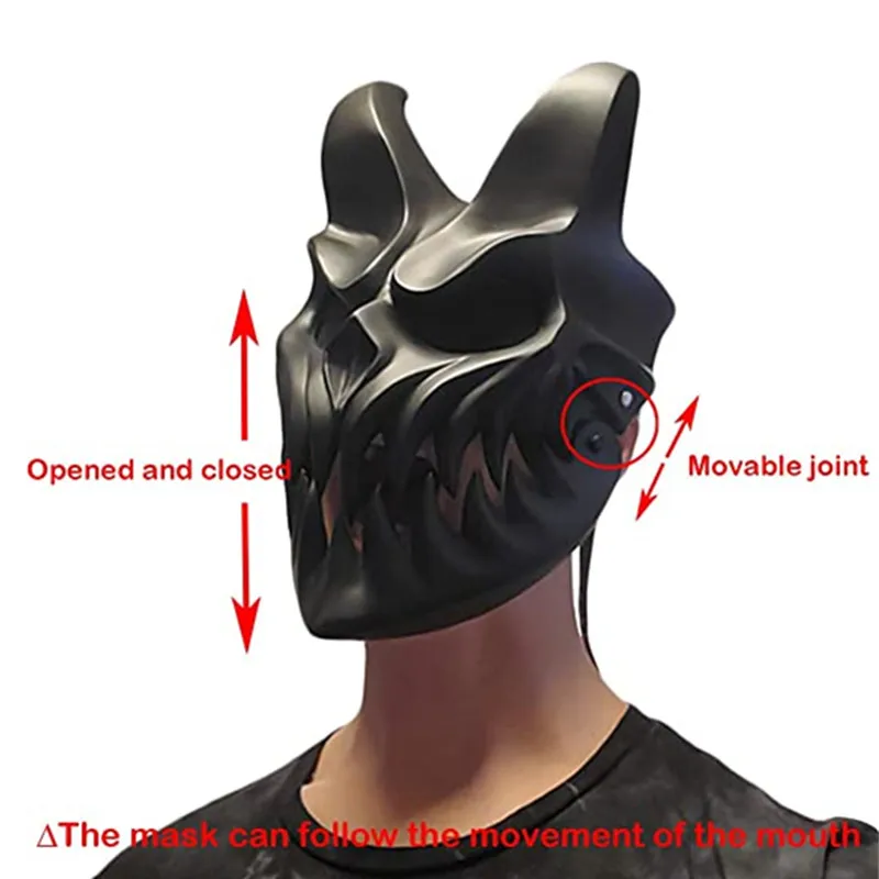 Bulex Halloween Demon Mask Resin Slaughter To Prevail of Darkness Mouth Can Move Masks Deathcore Band Cosplay Accessory