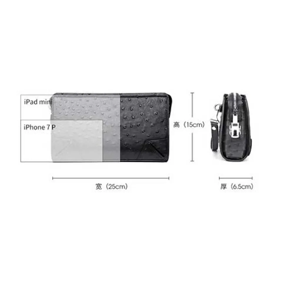 KEXIMA hanlante Ostrich leather  male  handbags  business  male  Hand bag large capacity  lock  leisure  long wallet