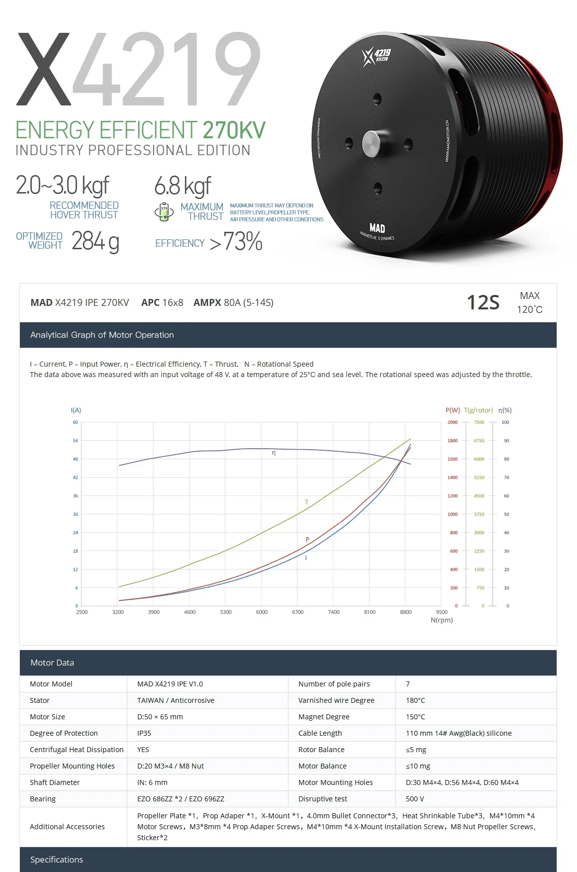 X4219 Heavy Duty Dr-one Motor Fpv Bldc Waterproof Brushless