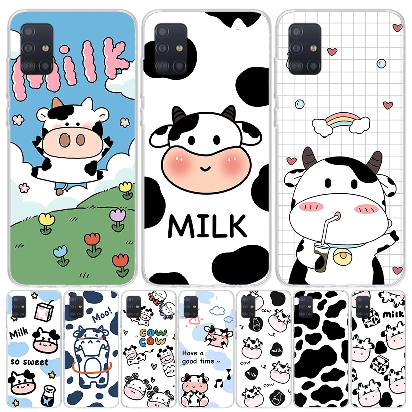 Dairy Cattle Cow Speckle Cute Phone Case For Samsung Galaxy A51 A41 A31 A21S A11 A01 A71 A50 A40 A30S A20E A10S A70 A6 A7 A8 A9