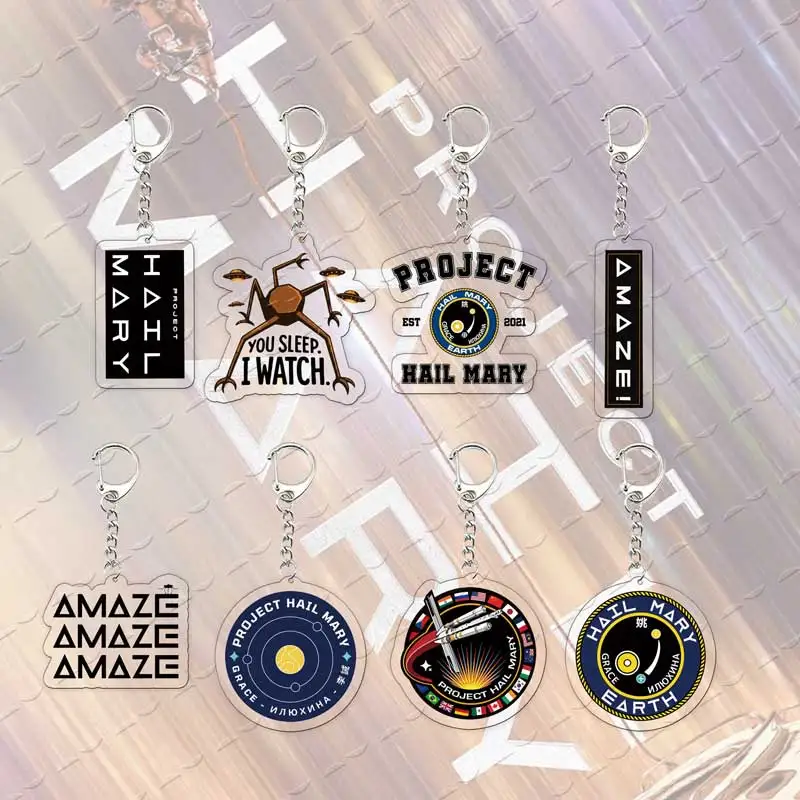 Project Hail Mary Mission Crest Acrylic Keychain Bag Charm Accessories Rocky Space Andy Weir Astrophage  Keyrings Pendant
