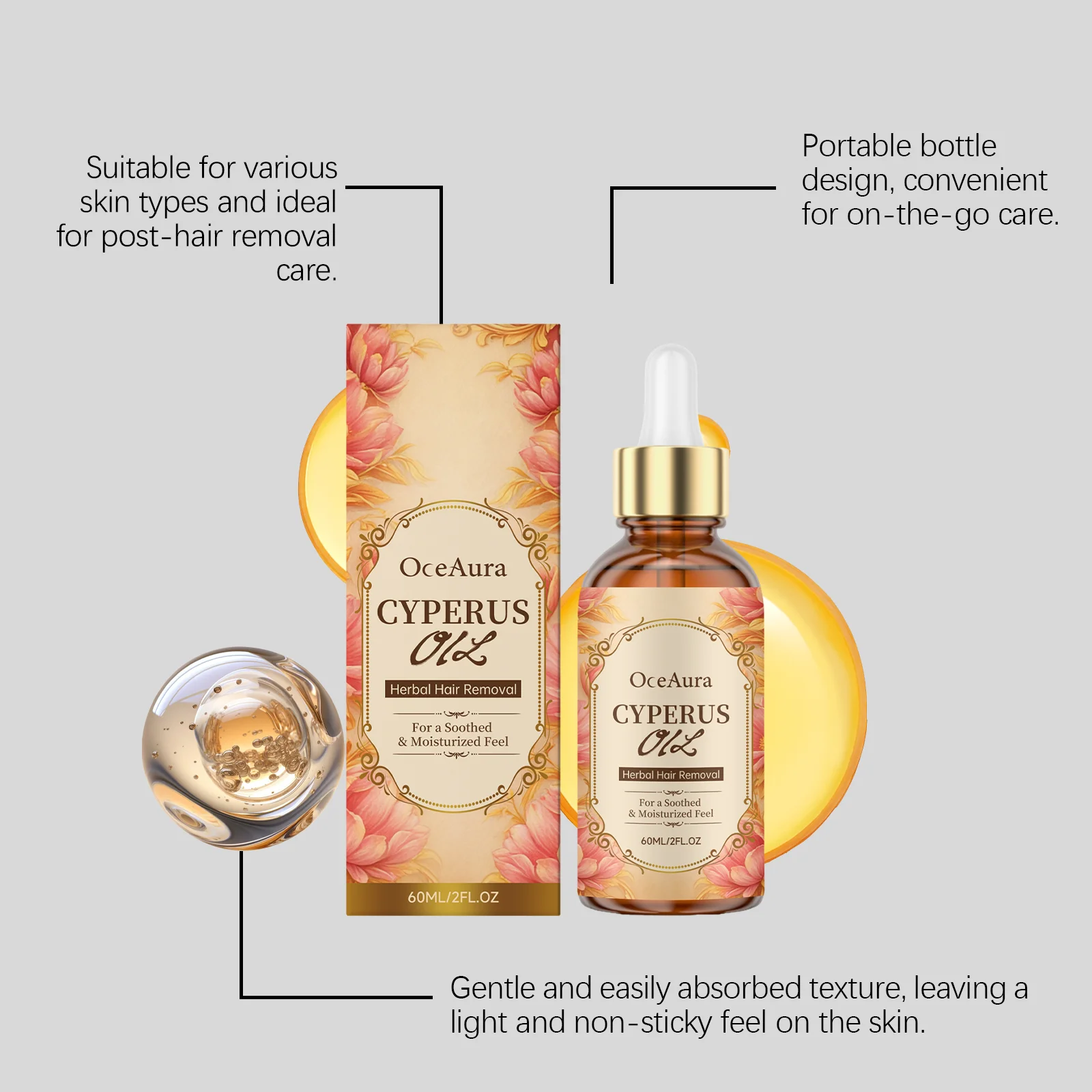Cyperus Rotundus Depilatory Oil Gentle Depilation Smoothing Moisturizing Inhibit Hair Growth Herbal Hair Removal Essential Oil