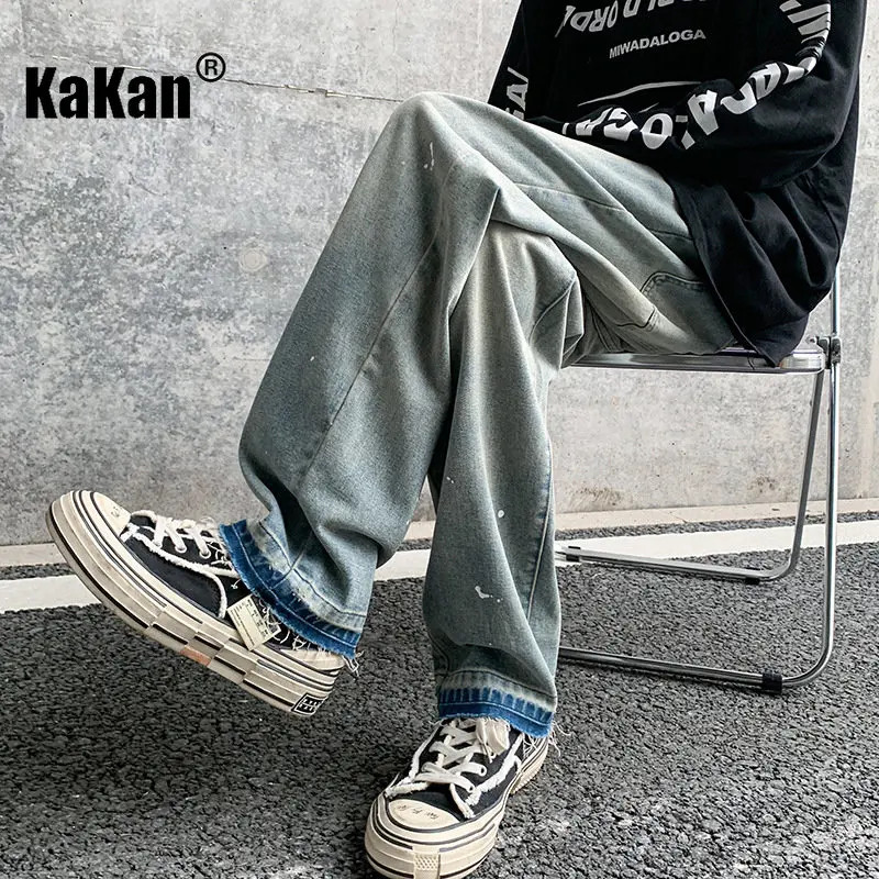 Kakan - Spring/Summer New Graffiti Speckled Jeans Men's Wear, European and American High Street Retro Vintage Wash Jeans24-M5850