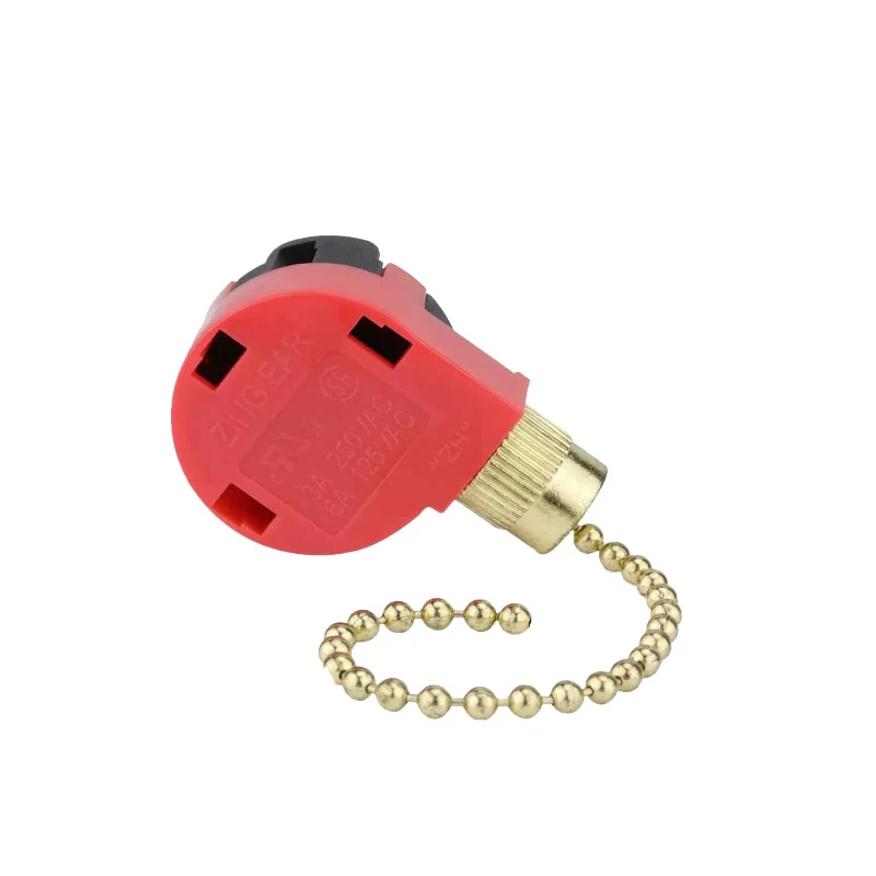 Interruptor de ventilador de techo rojo, 3 velocidades, 4 cables, ZE-268S6, cadena de tracción, reemplazo, Control de velocidad, plástico + Metal