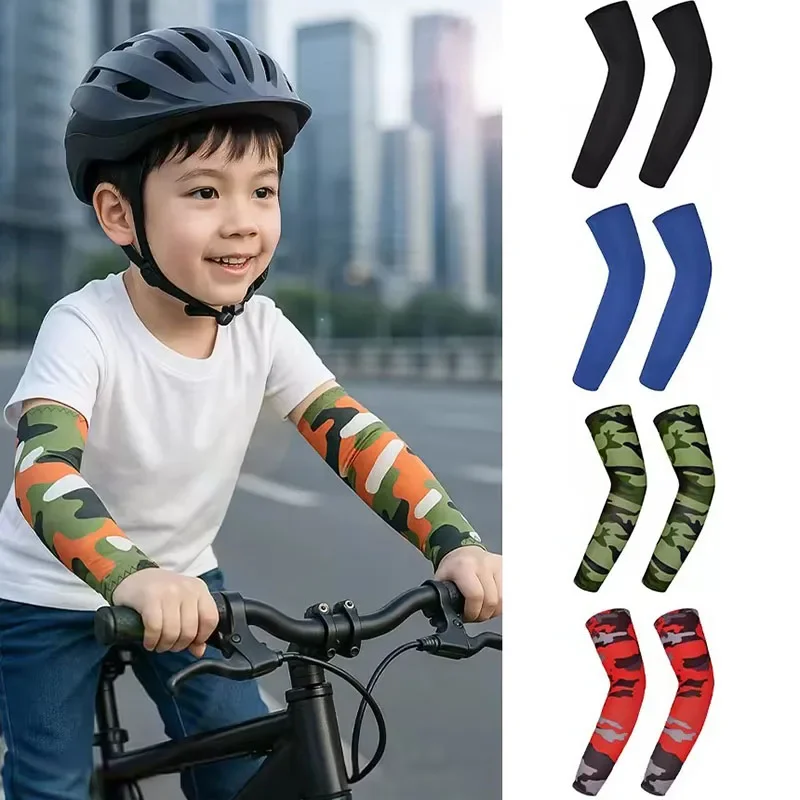 Kids Sports Cooling Arm Sleeves UV Protection Sun Cover Elastic Ice Cuff Arm Warmer for Girls & Boys 6-16 Years Cycling