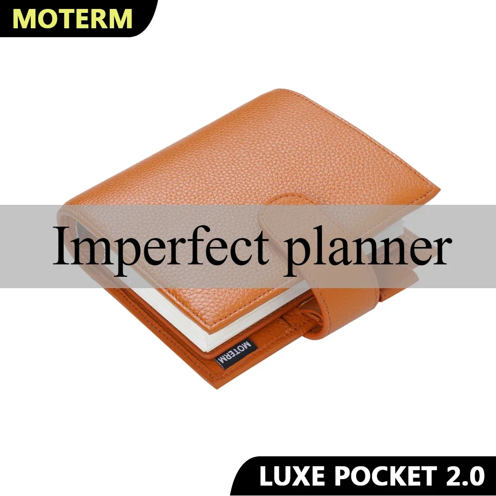 

Limited Imperfect Moterm Luxe 2.0 Series Pocket Size Planner Pebbled Grain Leather A7 Notebook with 30MM Ring Agenda Organizer