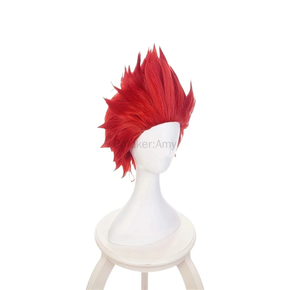 Peluca roja de anime para hombres Peluca de disfraz de cosplay de Kirishima Eijiro Sanji roja corta sintética para Halloween Navidad Día de Acción de Gracias