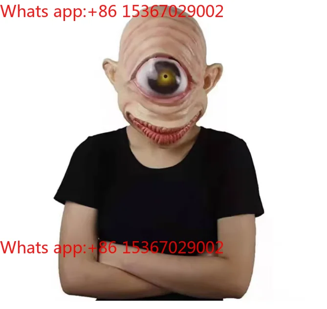 Halloween Big-eyed Monster Mask COS White-eyed Monster Mask Latex One-eyed Hood Haunted House Party Trick Props