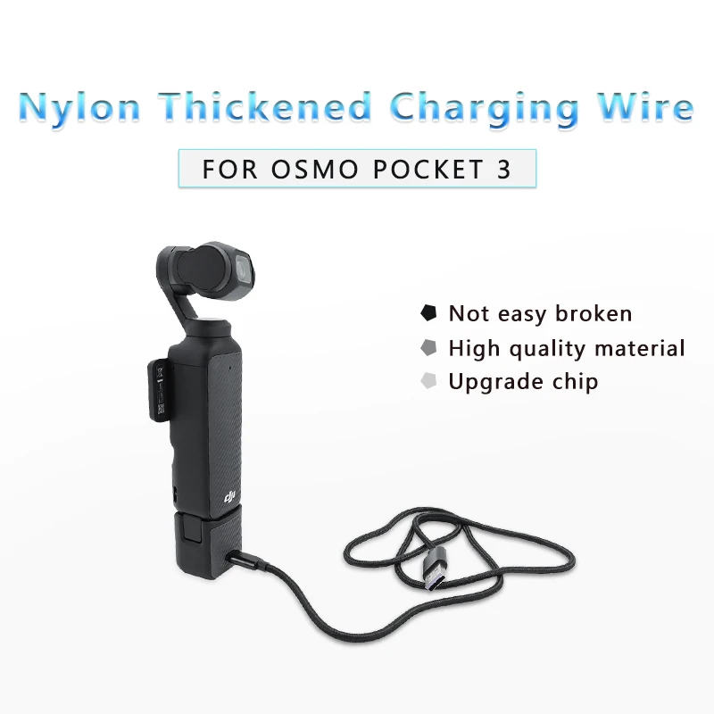 for DJI Osmo Pocket 3 Camera Charging Cable Connecting Line Endurance Handle Nylone Wire USB Type C Port Pocket3 Accessories Kit