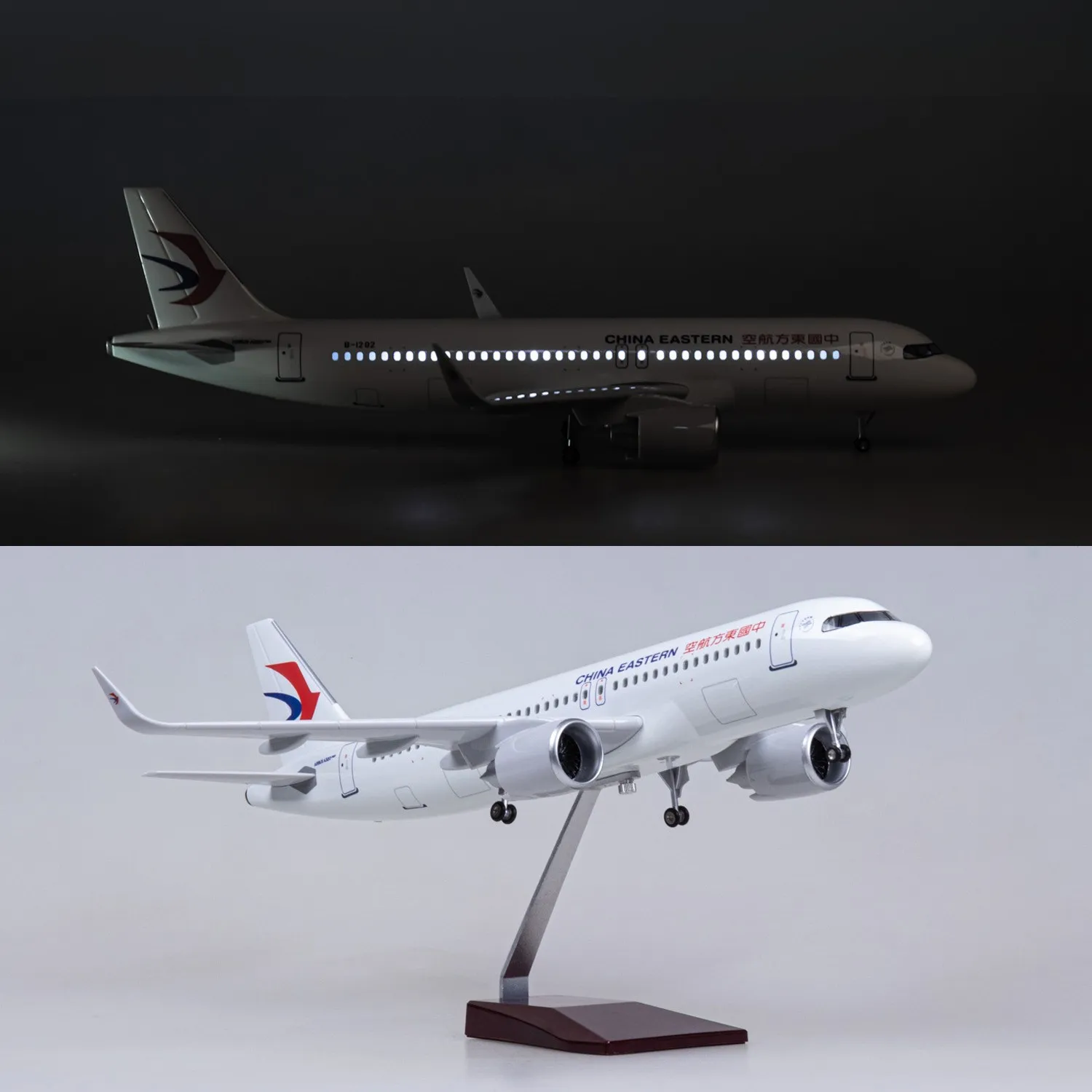 1/80 Large Scale Airplanes China Eastern A320Neo Diecast Resin Model Airplanes Kit with Stand For Collection Display or Gift