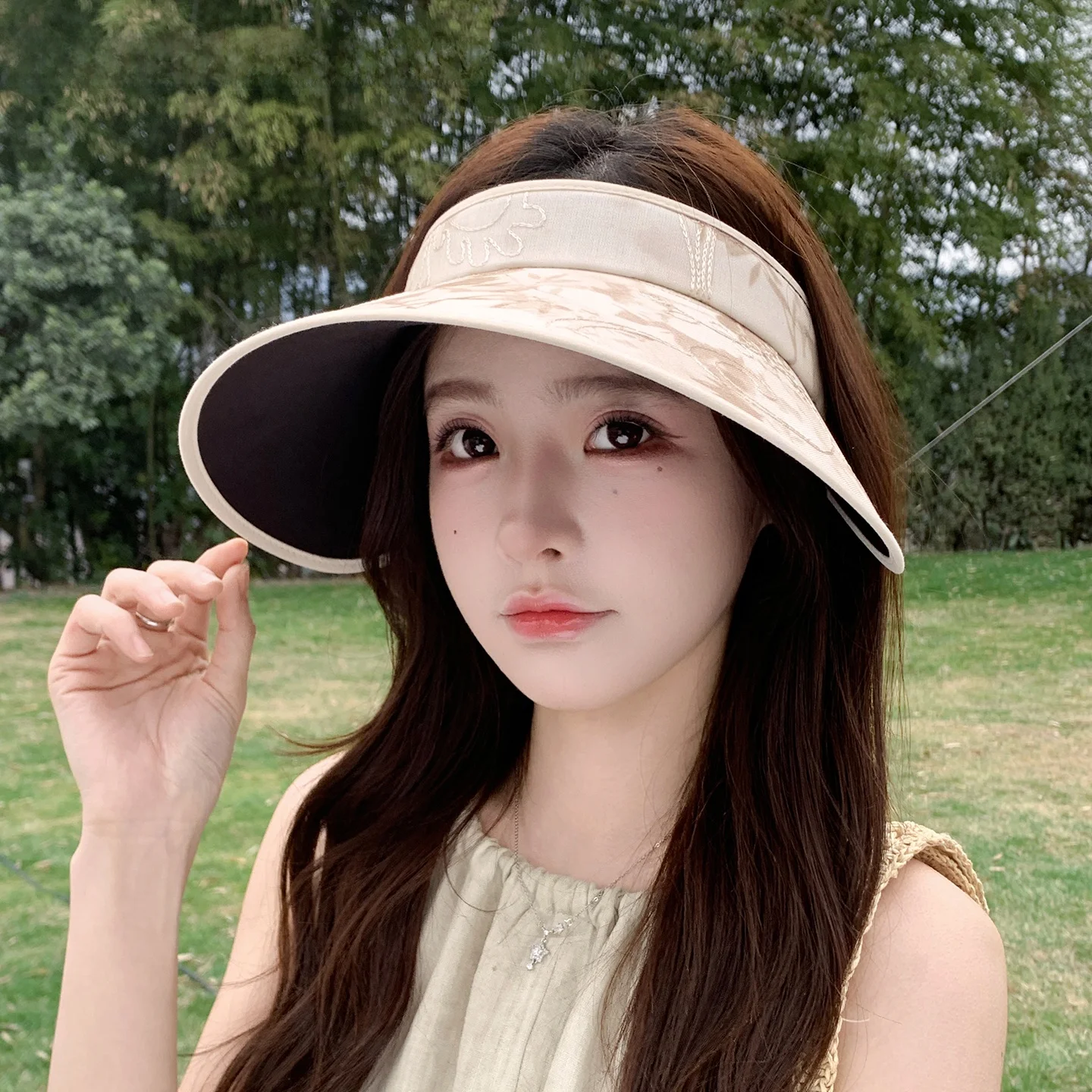 official-charlie-kelli-flagship-store-women's-summer-wide-brim-empty-top-hat-casual-breathable-sun-protection-beach-travel-hat