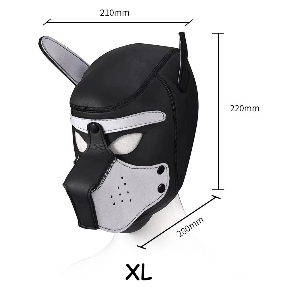 Hot Fashion Dog Mask Puppy Cosplay Full Head per imbottito Latex Rubber Role Play con orecchie 10 colori