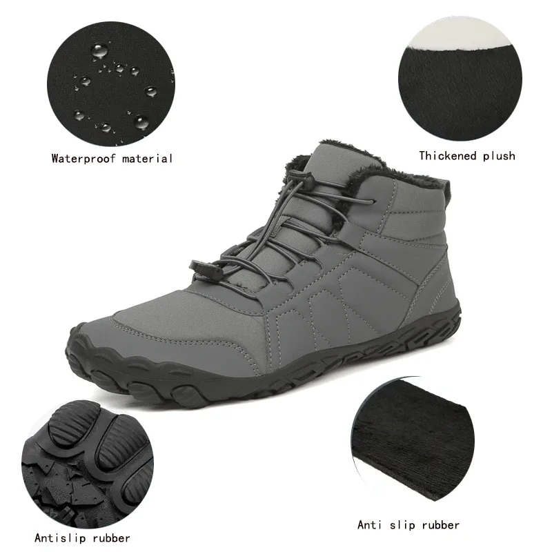 Winter Men's And Women's Five-finger Outdoor Cotton Shoes Waterproof Warm Comfortable High-top Snow Boots