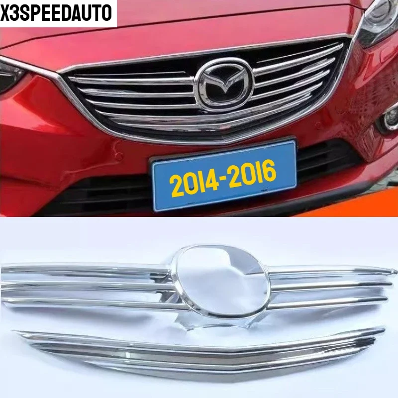 

Декоративная хромированная решетка радиатора (рамка) для Mazda 6 Atenza 2014-2016, аксессуары, автозапчасти