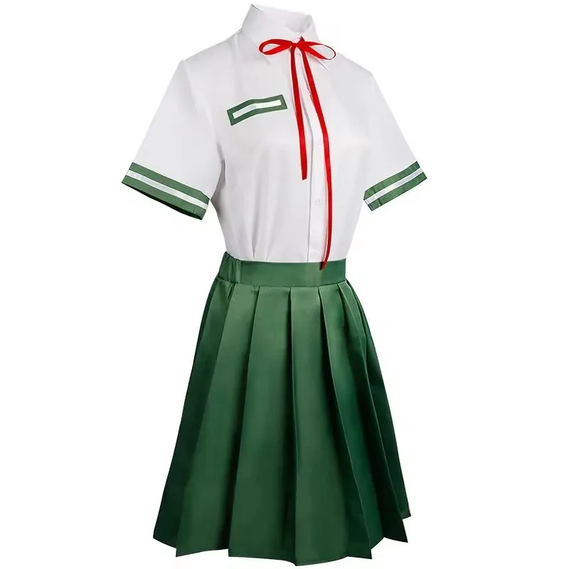 Anime Hidemi Iwato cosplay costume wig Anime Suzumi no Fujishima green dress Suzumi door lock Halloween party costume