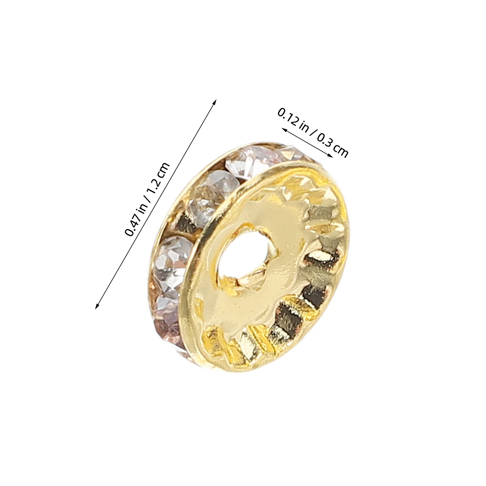 100 szt. Duże metalowe koraliki dystansowe z kryształkami, koraliki rondelle do wyrobu biżuterii, bransoletek i rękodzieła z długopisów.