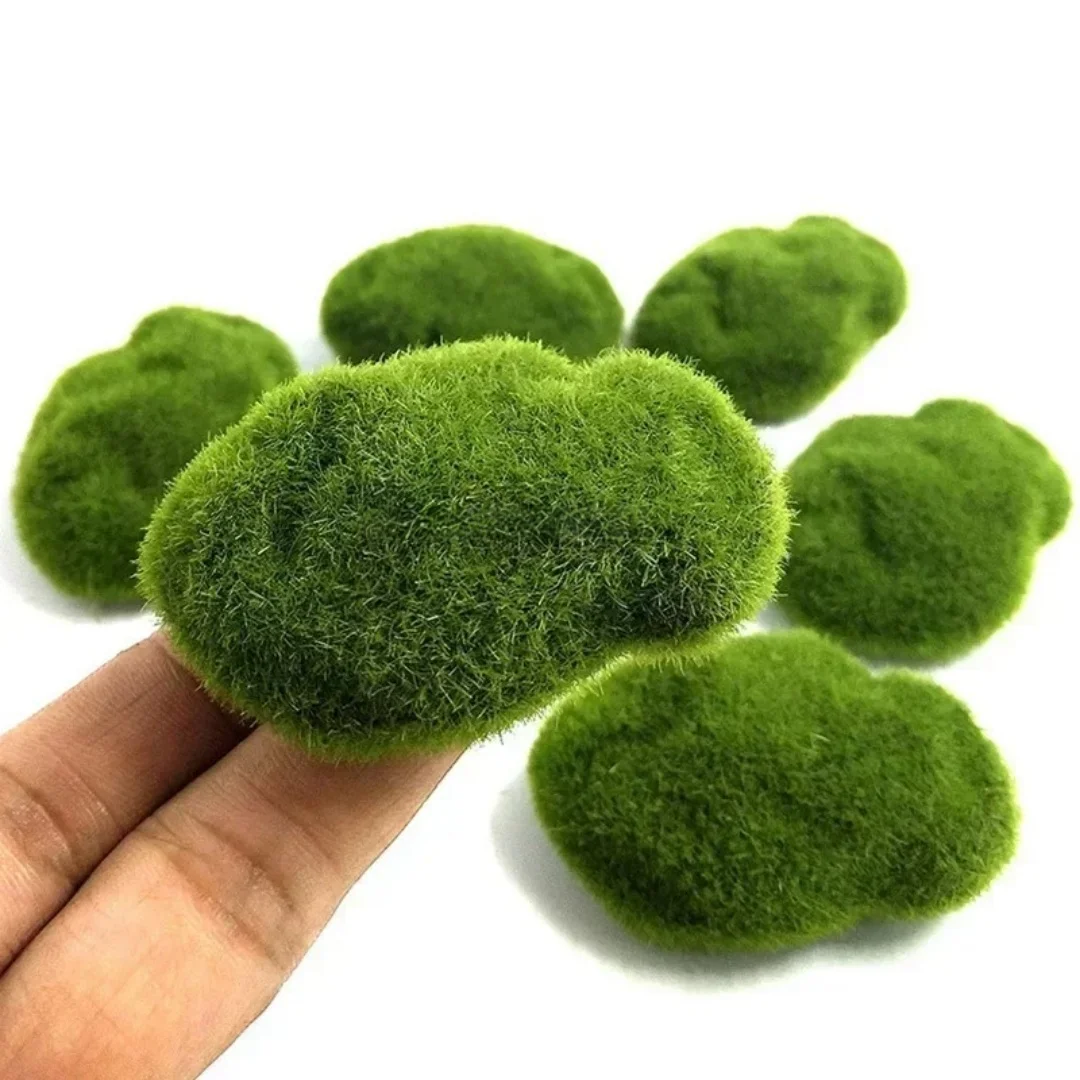 10PCS Fake Stone Artificial Moss Rocks Home Decor Simulation Plant DIY Decoration for Garden and Crafting Green Wholesale