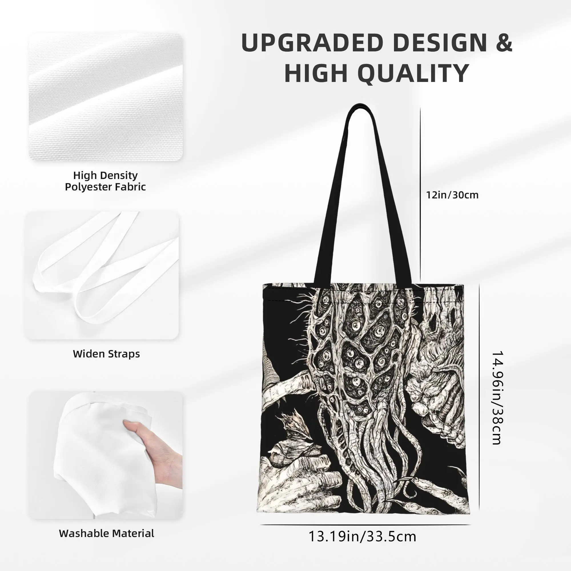 Bloodborne Vintage Gothic Hunter Canvas Woman Tote Bag for Shopping Travel Outdoor Heavy Duty Shoulder Handbag view 6