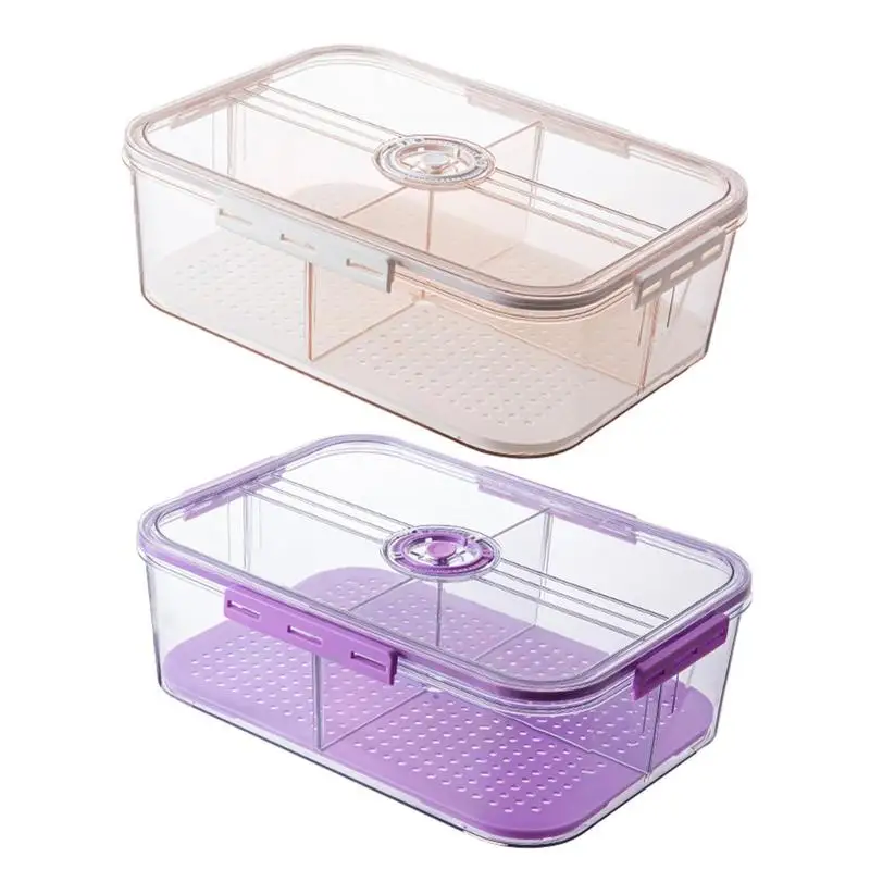 

Fruit Fridge Storage Containers High Capacity Clear Classification Refrigerator Box With Date Reminder And Removable Drain Tray