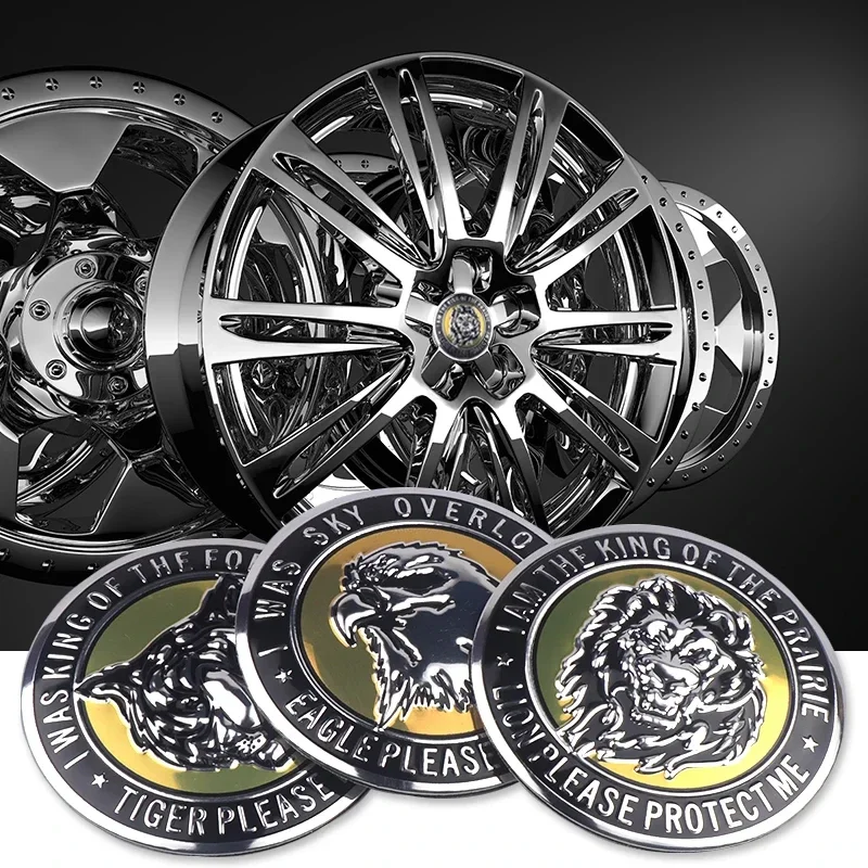 4PCS 56MM Animal Lion Tiger Eagle Emblem Car Wheel Center Cover Sticker Hub Cap Decal For KIA BMW Audi Mercedes Benz Honda Mazda