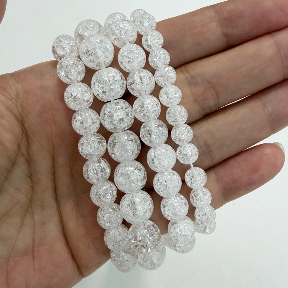 Natural White Snow Cracked Crystal Stone Beads 15