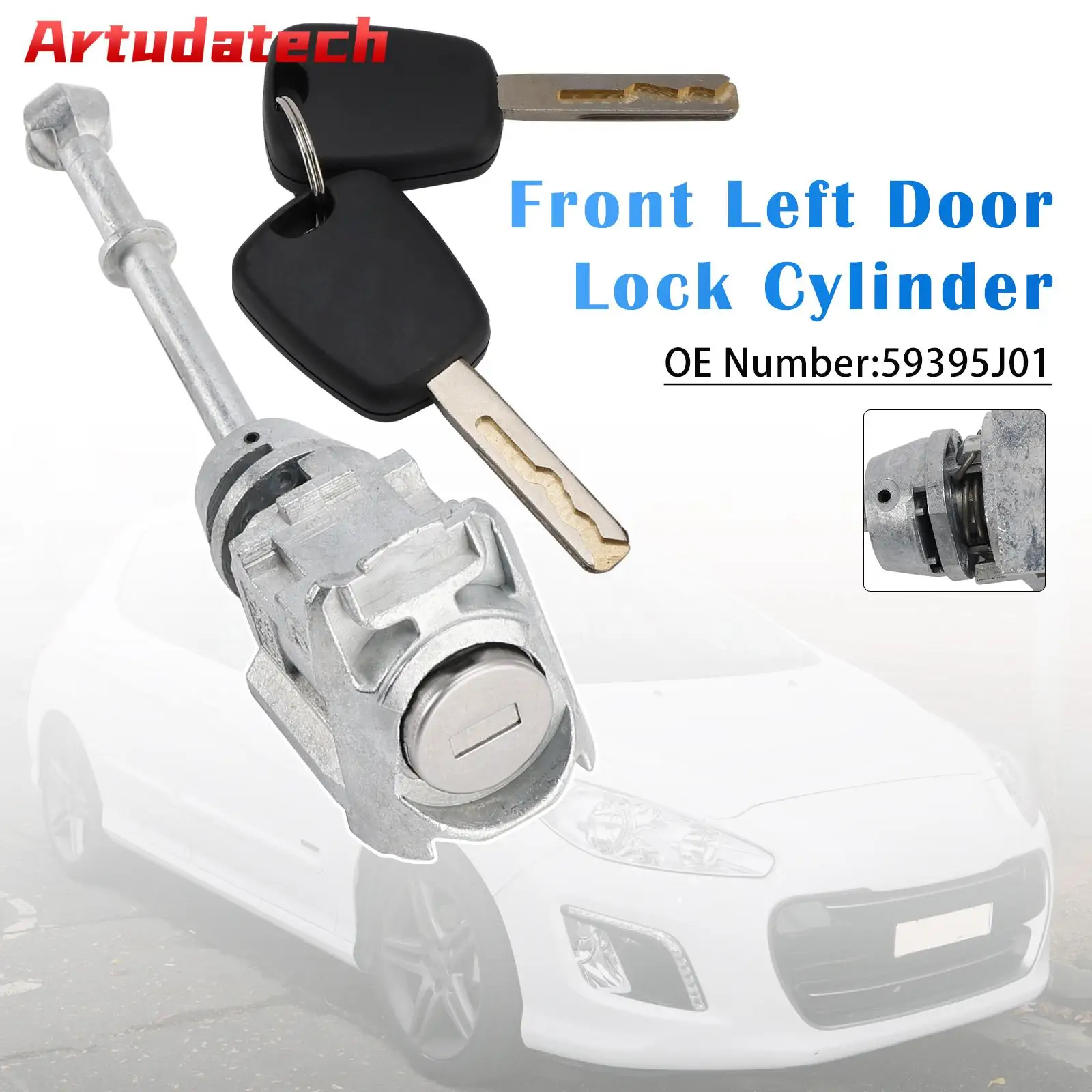 

Artudatech Front Left Door Lock Cylinder 59395J01 For Citroen C3 II C5 III 308 SW 508 SW