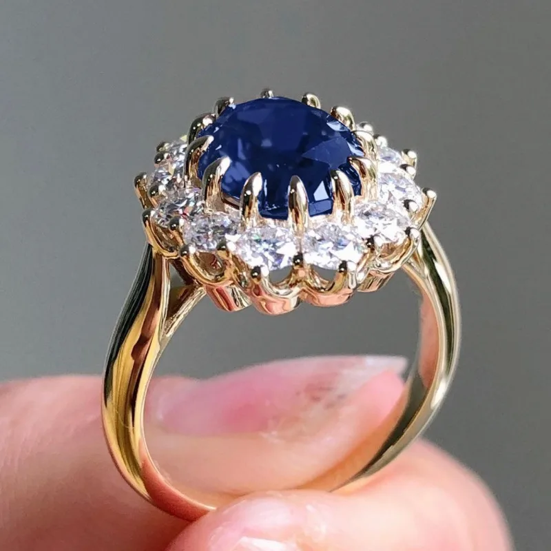 European and American New Personalized Sapphire Fashion Simple Women\'s Ring