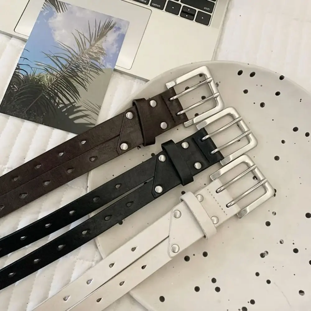 حزام نسائي عتيق عصري مزدوج الصدر Y2k حزام خصر فستان جلدي متعدد الاستخدامات حزام جينز ذكر أنثى