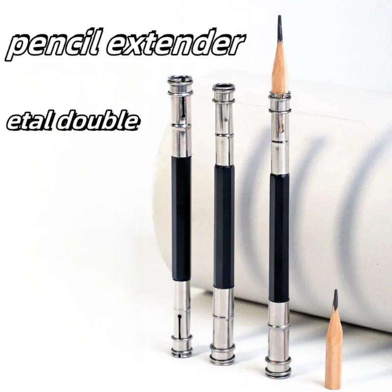 5-20Pcs Metal Pencil Extender, Double Head,Adjustable Grip Ring, Reusable for Short Pencils,Students Office Writing Accessories