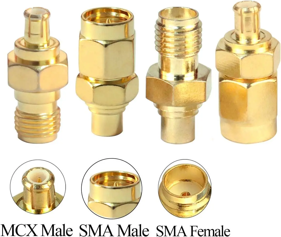 SMA to MCX Male to Female Connectors Coaxial Adapter for WiFi Antenna/Networks/WiFi Router/Coaxial Cable Gold-Plated