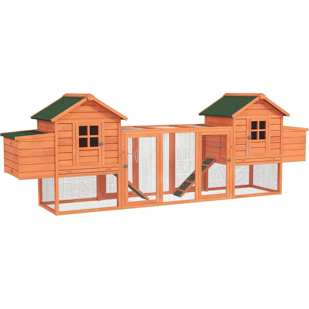 

Большой уличный курятник с грядками, гнездовыми ящиками и съемными поддонами, 123x27.5x42.5, натуральное дерево