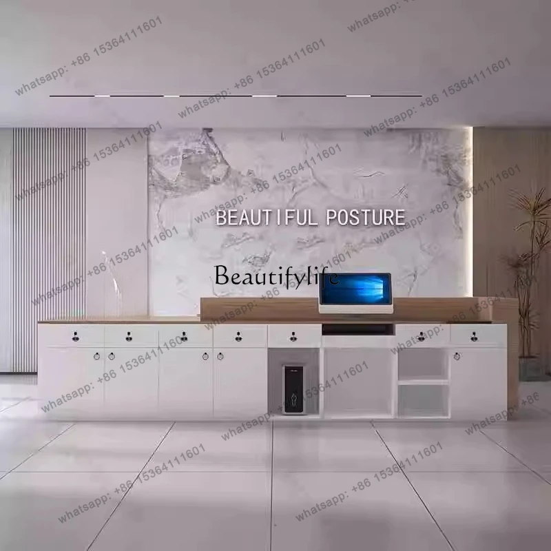 Simple Modern Beauty Salon Cashier Counter Company Structure Lacquered Hotel Lobby Counter