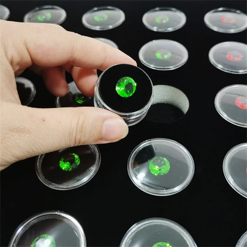 صينية عرض المجوهرات المخملية مع 35 برطمانات جوهرة، علبة وسادة قابلة للفصل من الأكريليك الشفاف الماسي، منظم المقتنيات