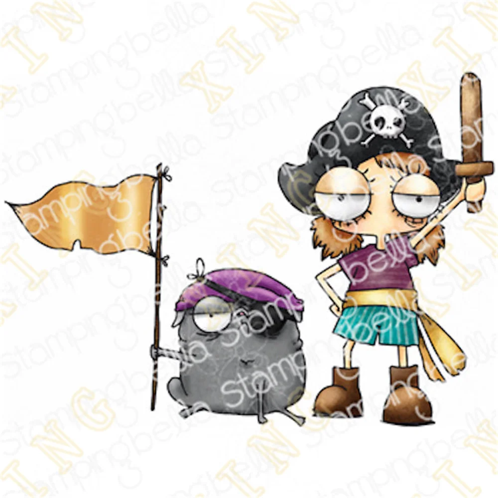 Mini Oddball Pirate & Pug Cutting Dies Clear Stamps Scrapbook Diary Decoration Embossing Template DIY Greeting Card Handmade