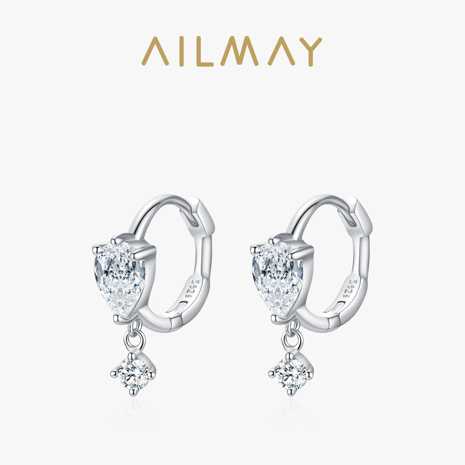 

Ailmay стерлингового серебра 925 пробы грушевидные серьги с цирконом для женщин геометрические серьги-капли изящные ювелирные изделия свадебный подарок