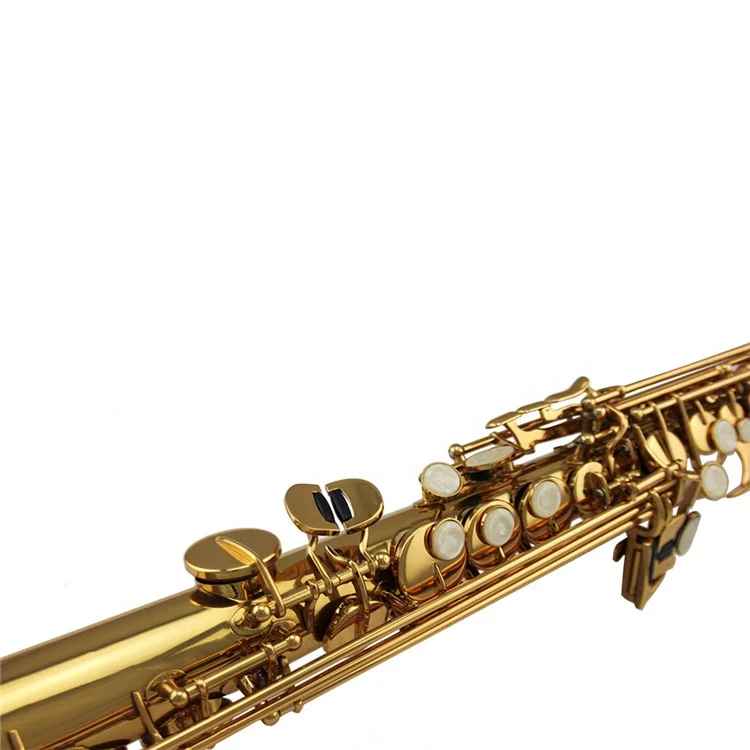 Popular Grade  Straight Gold Lacquer Soprano Saxophone