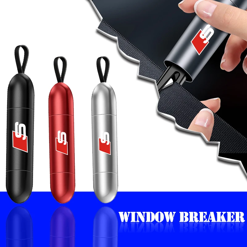 

1Pc 2in1 Car Emergency Safety Hammer Life-Saving Escape Tool For Audi S Q5 A4 B9 B7 A1 A5 Q3 Q7 A6 C6 C7 A4L A3 Sline RS Q5L A6L