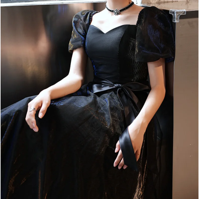 

Sweetheart Neck Chinese Evening Party Qipao Long Banquet Dress Gown Sexy Maxi Mesh Puff Sleeve Elegant Cheongsam Vestidos