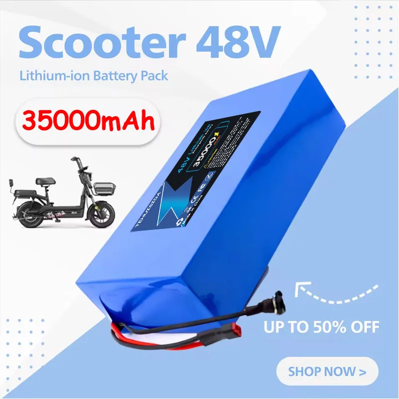 

Nouveau 48V 35Ah XT60 13S7P Batterie Lithium-ion 48V 30000mAh 2000W Batterie Électrique, Intégré 60A BMS