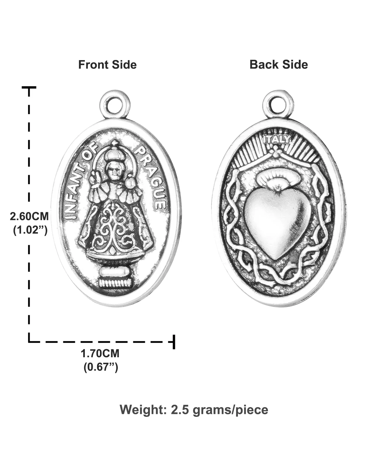 Cottvott 20 قطعة/الوحدة الكاثوليكية القديس الرضع براغ القلب المقدس يسوع ميدالية البيضاوي قلادة DIY بها بنفسك المجوهرات الدينية الحرفية صنع